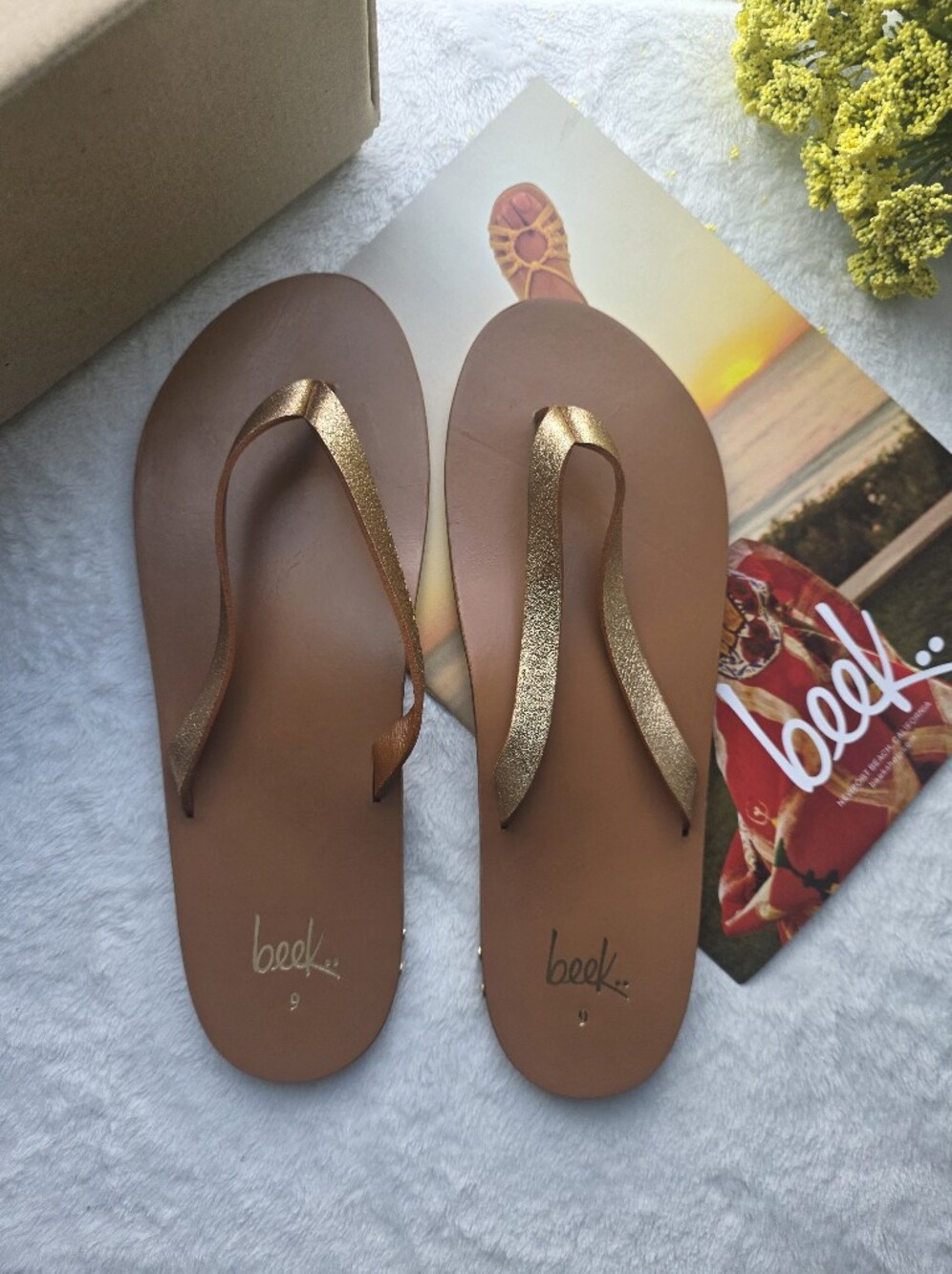 Beek Seabird Thong Sandals - Metallic Honey
